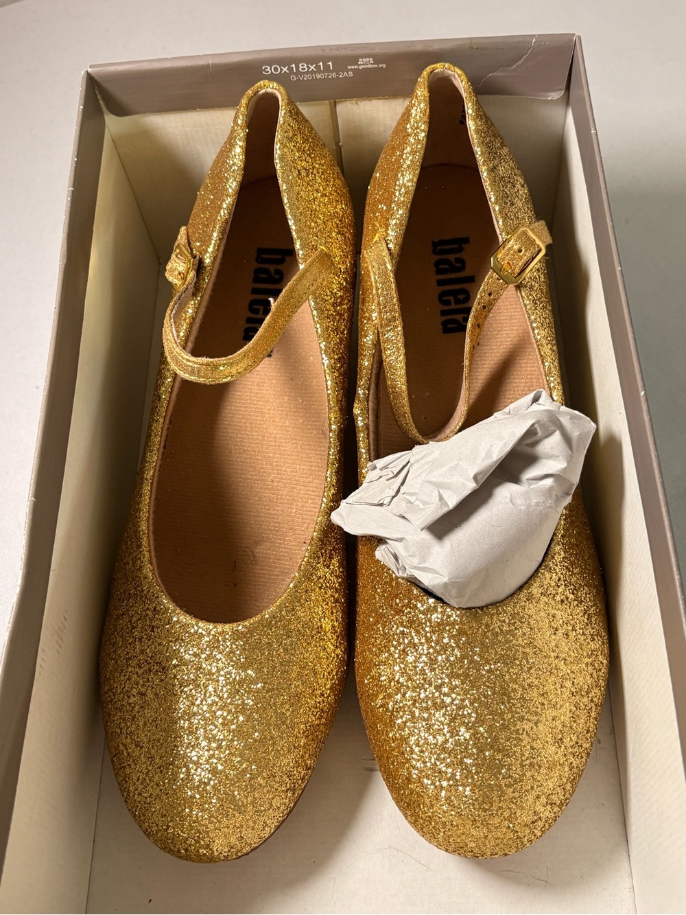 Gold Glitter Mary Jane Flats